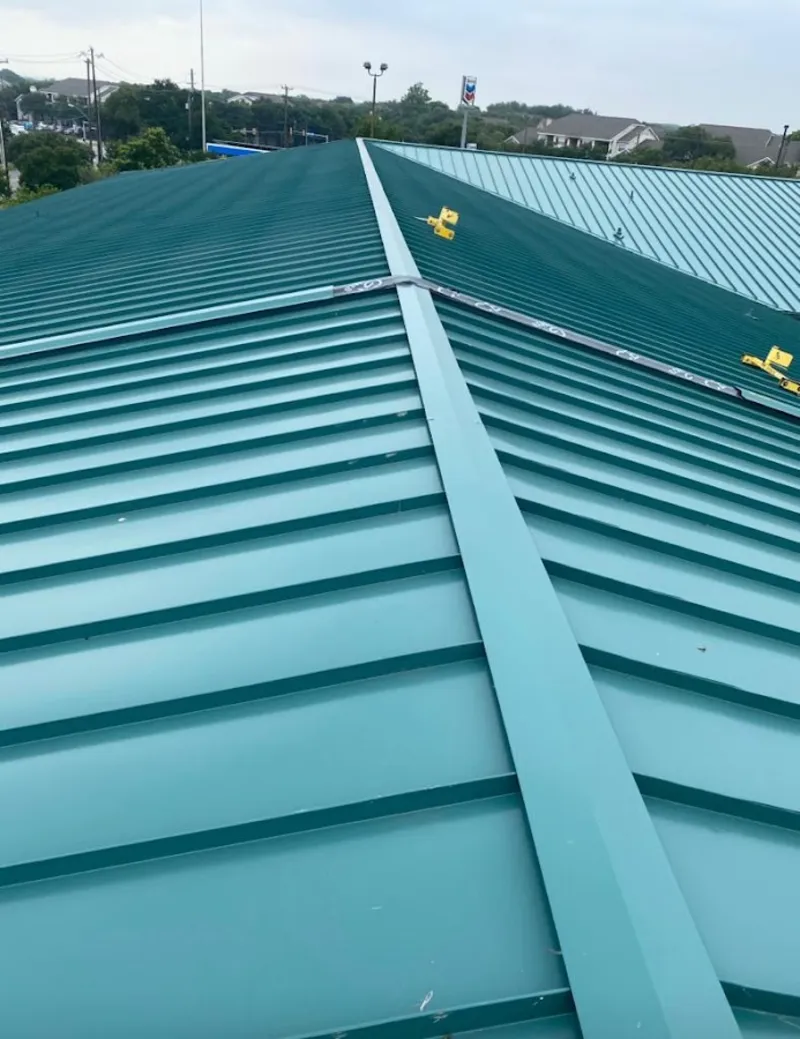Green commercial metal roof ridge and valley for Metal Roof Repair in South Miami